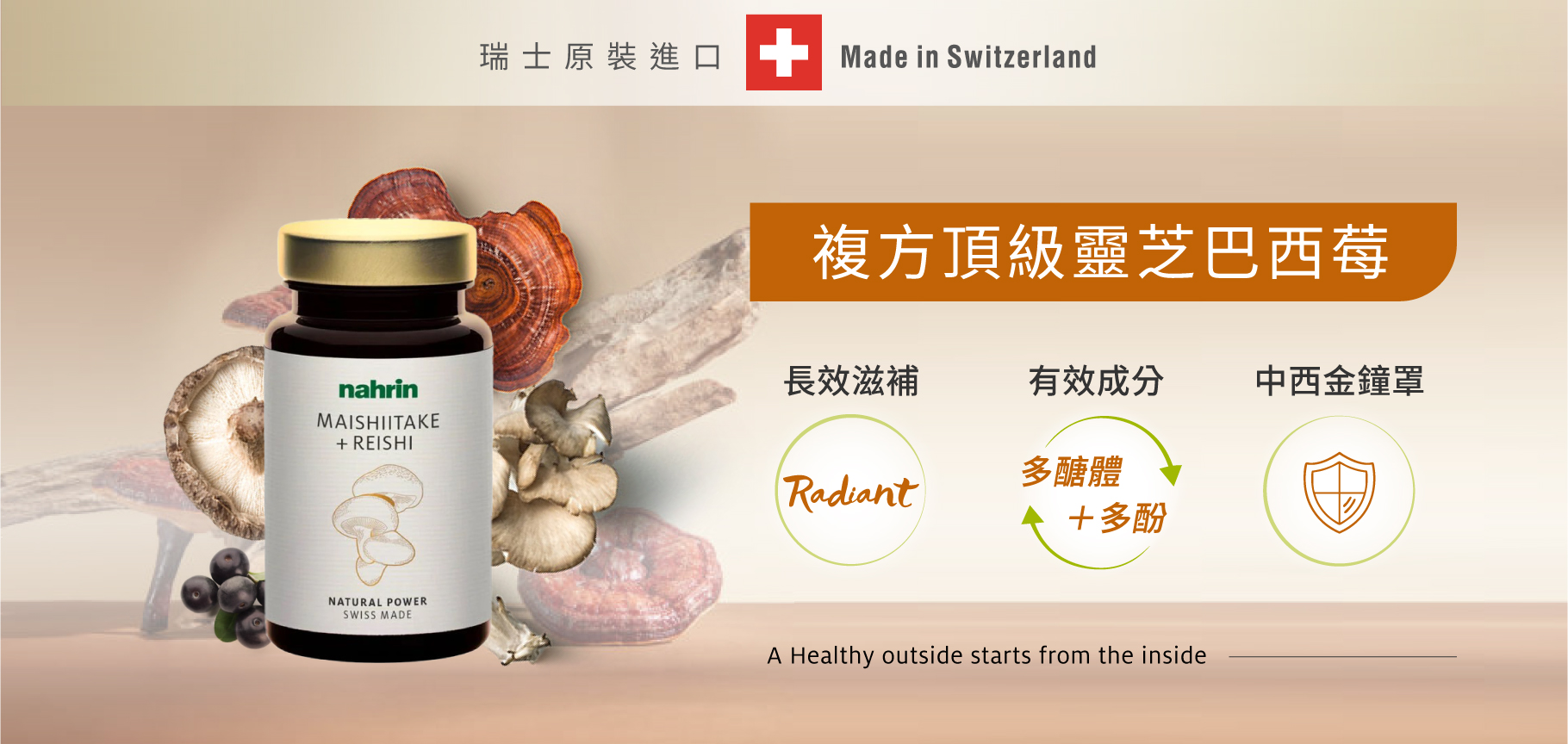 新品上市!頂級靈芝巴西莓複方膠囊 Maiishitake+Reshi 