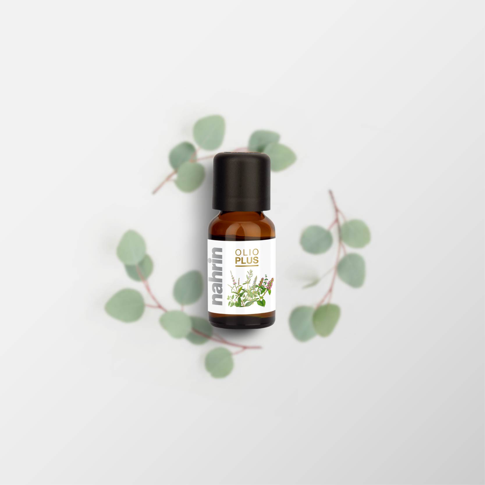 士納霖精油歐莉雅33+7(15ml)產品圖+背景葉子圖